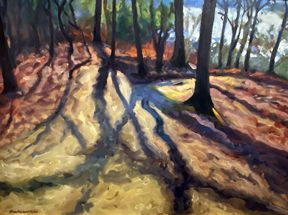 Painting of colorful trees